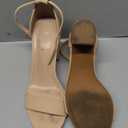 COASIS Women's Chunky Block Heels Open Toe Ankle Strap 3.5 Inch Heeled Sandals, Beige, Size 7 