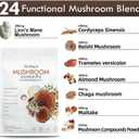 Super Mega Mushroom Gummies 24 in 1 Daily Mushroom Supplement Support for Memory, Focus & Energy, Host Immune Defense with Lions Mane, Reishi, Chaga, Turkey Tail, Citrus Flavor, 120 Gummie