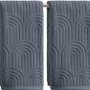 Artoid Mode 2 Pcs Grey 3D Arched Stripes Jacquard Hand Towels for Bathroom, 100% Cotton Soft Absorbent Bathroom Decor Towels, 13.7 x 29.5 Inch