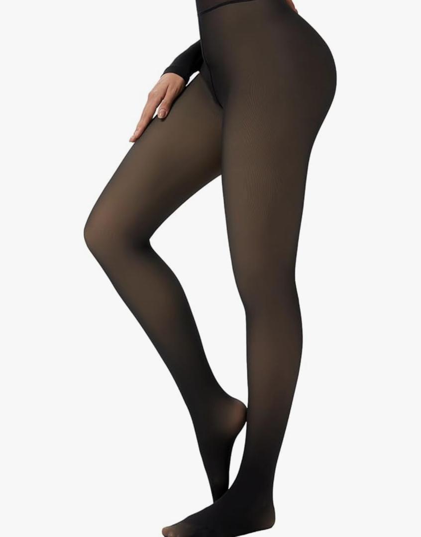 Fleece Lined Tights Leggings Women Black, Fleece Lined Tights Thermal Warm or Winter Skin tone Sheer S