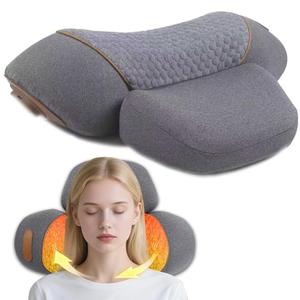 Zhaotingrui 3-in-1 Neck Massager Pillow with Heat & Vibration Deep Tissue Cervical Traction for Shoulder Pain Relief, Memory Foam Massaging Pillow with Extra-Long 119-Inch Cord (Gray)