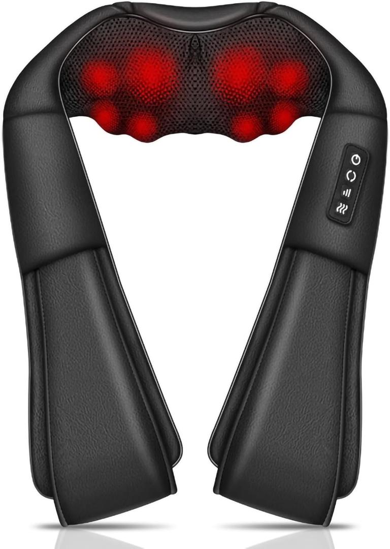 Shoulder Massager with Soothing Heat, 3D Deep Tissue Kneading Massager Gifts for Women Men, Use at Home and Car, Body Muscle Pain Relief (Color : Beige)