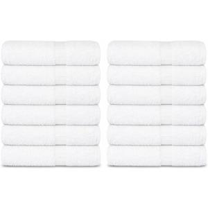 GOLD TEXTILES Large Bath Towels (White, 12 Pack 13x13)