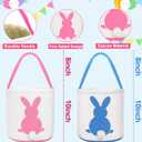 2 Pack Easter Eggs Baskets for Kids,Canvas Personalized Easter Bunny Baskets Bucket Tote Gifts Bags with Rabbit Tail for Girls Boys Easter Eggs Hunt Easter Party Favors Decorations Toy (Blue+pink Classic)