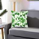 St Patricks Day Pillow Covers 18x18 Set of 2 Green Shamrock Saint Patricks Day Decorative Throw Pillow Cover Cotton Cushion Case for Sofa Couch Farmhouse Indoor Outdoor Decorations