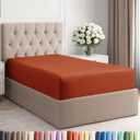 Twin Fitted Bed Sheet - Bottom Single Fitted Sheet Only - Soft Hotel Luxury Bedding w/ 8-16 Inch Deep Pockets - Breathable, Cooling & Wrinkle Free - Easy-Care, Fade and Shrink Resistant - Terracotta
