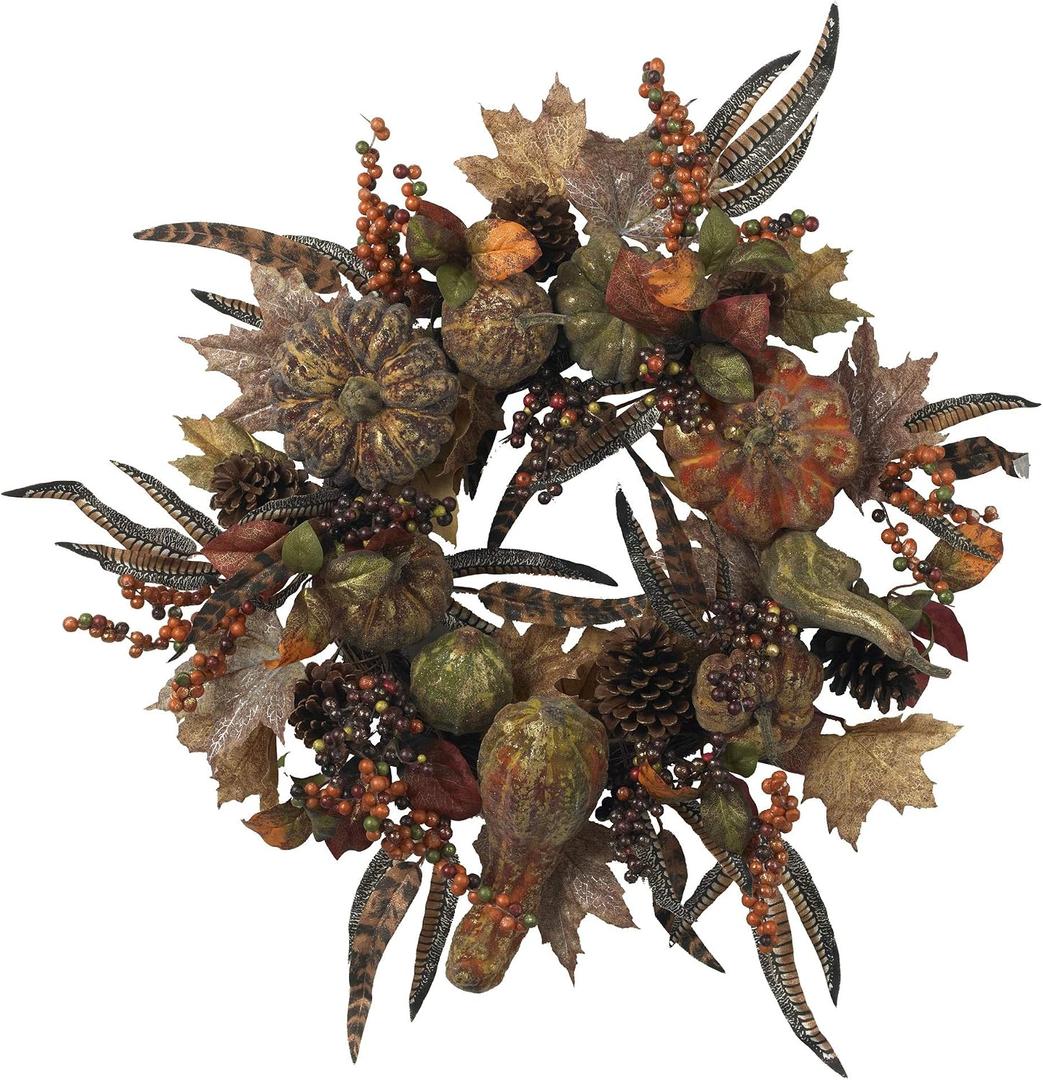 Nearly Natural 28in. Autumn Pumpkin Wreath
