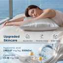 Bedsure Cooling Pillowcase for Hot Sleepers, Silk Like Pillow Case Queen Size Set of 2, Reduce Wrinkles & Frizz-Free Hair, Infused with HA & Ceramides for Skin, Hidden Zipper, Queen, Grey