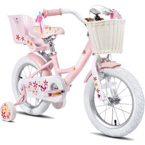 JOYSTAR Unicorn Kids Bike for Girls Ages 2-9 Years Old, 12 14 16 18 Inch Kids Bike with Training Wheels, Doll Seat, Streamers and Basket, Toddler Girls Bike, Multiple Colors (Pink)