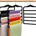Closet Organizers and Storage,3 Pack Velvet Pants-Hangers-Space-Saving,Non Silp 5 Tier Scarf Jeans Organizer,Dorm Room Essentials for College Students Girls Boys Guys,Organization and Storage (Black)