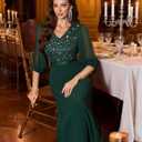 Wedtrend Women's Sequin Dresses Sparkly Glitter Dress Split Sleeves Formal Dresses Maxi Evening Dress (Green, S)
