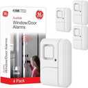 GE Personal Security Window and Door Alarm, 2 Pack, DIY Protection, Burglar Alert, Wireless Chime/Alarm, Easy Installation, Home Security, Ideal for Home, Garage, Apartment and More, White, 45174