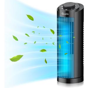 Grelife Tower Fan, 70° Oscillating Fan with 3 Speeds, Fast Cooling, Quiet Operation, Portable Bladeless Fan, 13"" Desk Tower Fan for Bedroom Home Office Desktop, Black, TF2007 Grelife Tower Fan, 70° Oscillating Fan with 3 Speeds, Fast Cooling, Quiet Operation, Portable Bladeless Fan, 13"" Desk Tower Fan for Bedroom Home Office Desktop, Black, TF2007