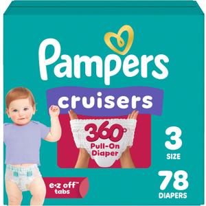 Pampers Diapers - Cruisers 360 - Size 3, 78 Count, up to 100% Leakproof Pull-On Diaper for Active Babies