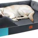 Orthopedic Dog Bed for Extra Large Dogs - XL Washable Dog Couch Bed, Memory Foam Pet Sofa Bed with Waterproof Liner and Removable Zipper Cover, Non-Slip Bottom, Grey, 44x34x10inches