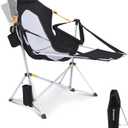KingCamp Hammock Chair with Footrest Heavy Duty Swinging Rocking Camping Chairs for Adults up to 400lbs, Folding Portable Oversized Rocker with Cup Holder & Pillow for Outdoor Beach Lawn RV Sports