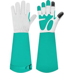 Long-Gardening-Gloves for Women/Men - Thorn Proof Rose Pruning Gloves Heavy Duty Gauntlet, Best Garden Gifts for Gardener (Green, L)