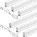SHINESTAR 6-Pack LED Shop Lights, 4FT, 6500K Super Bright White, 18W 1800LM, T5 Utility Light Fixture for Garage, Ceiling and Under Cabinet, Corded Electric with ON/Off Switch