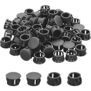 MECCANIXITY 68Pcs Plastic Hole Plugs, 5/8" x 7/16"(DxH) Hole Cover Tubing End Cap for Round Holes(14mm), Table Chair Floor Protector Furniture Cupboard Shelves, Black