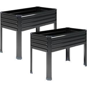 DIIYIV 2PCS Galvanized Raised Garden Bed with Legs,2PCS 481830in Elevated Planter Box for Backyard,Garden, Patio, Balcony, 300lb Capacity,Planters for Outdoor Plants,Black