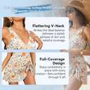 Zando Women One Piece Swim Dress 2026 - Modest Swimsuit with Skirt Tummy Control, Tie Knot & Floral Print Bathing Suit (Beige, S)