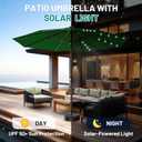 AreShark 11FT Large Patio Umbrella with Solar Lights, Lighted Solar Umbrella with Crank, Outdoor Table Market Umbrellas for Garden, Deck, Backyard, Pool and Beach, Dark Green