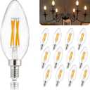 Depuley LED Light Bulbs E12: Candelabra Candle Light Bulb 4W Equivalent 40W Incandescent - LED Chandelier Light Bulbs 2700K Soft White - C35 Clear Filament Bulb E12 Base 500 LM 90+ CRI 12 Pack