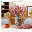 Thiccywoov 12 Pcs Delphinium Artificial Flowers, 33.5'' Long Stem Lifelike Faux Silk Flower Fake Look Real Bouquet for Tall Vase DIY Wedding Party Home Kitchen Arrangement Decor(Dusty Rose)