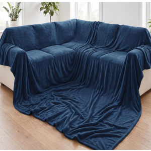 Fleece Blanket Giant Size 120" x 180" - Ultra-Soft Flannel Throw - Blue