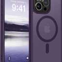 GONEZ Magnetic for iPhone 15 Pro Max Case,Compatible with MagSafe,[Military-Grade Drop Protection][Anti-Fingerprint] Slim Translucent Matte Back Shockproof Phone Protective Case(Dark Purple)
