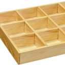 2 Pack Wooden Sorting Tray Grid Display Wood Divided Organizer Vanish Finished Section Box (12 Compartments,12.9 x 9.1 x 1.55 Inch Each Tray)