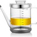 Gravy Fat Separator,1000ML Transparent Heat Resistant Glassware and Cover,with Stainless Steel Strainer,Silicone Bottom Cover and Stopper,