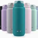 Ello Cooper 22oz Stainless Steel Water Bottle with Straw and Carry Handle, Double Walled and Vacuum Insulated Metal, Leak Proof Locking Lid with Soft Silicone Spout, Reusable, BPA Free, Antigua