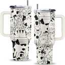 Cat Gifts for Lovers Mom Women, 40 Oz Cat Tumbler with Handle & Straw, Cats Themed Insulated Travel Coffee Mugs, Thanksgiving Christmas Birthday Gift for Animal Lover, Kitty Cup, 1 PCS