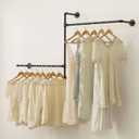 Industrial Pipe Clothing Rack Wall Garment Rack with Pipe Clothes Rails, Multi-Purpose Heavy Duty Clothing Hanging Rods Space-Saving Clothes Bar Organizer Closet (wall clothing rack-2 hanging rods)