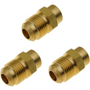 3 Pcs Brass SAE Flare Tube Fitting, Coupling Connector Adapter, 3/8 inches Flare x 1/8 inches NPT Female Pipe ( NPT Thread Diameter: 0.34 inches )