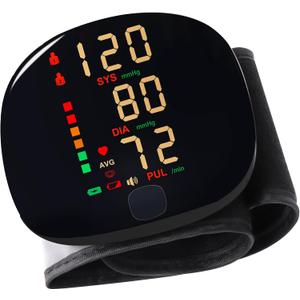 Rechargeable Wrist Blood Pressure Monitor with Voice Broadcast, Dual User Blood Pressure Cuff Wrist with USB-C Charging Cable, 2X 99 Memories & Carry Case