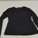 Trendy Queen Womens Long Sleeve Shirts Basic Tees Crop Tops Going Out Spring 2025 Workout Outfits Y2k Clothes (Small, Navy)