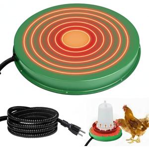 2 Pack Chicken Water Heater for Winter, 125W Poultry Waterer Heated Base 31.4cm / 12.4in, Freeze-Proof Thermostat Deicer for Metal or Plastic Chicken Drinkers 15 Gallon, (Green)