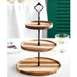 3-Tier Bamboo Round Cupcake Dessert Stands, Cake Snack Scones Crackers Fruits Appetizers Pastry Tiered Platters Serving Tray for Tea Party, Bridal Shower, Wedding Catered Event
