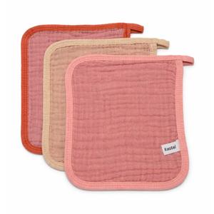 Kestel Muslin Baby Washcloths, 100% Cotton Baby Bath Wash Cloths, Soft & Absorbent for Newborns and Toddlers, Reusable 8x8 Inches, 3 Pack (Peach)