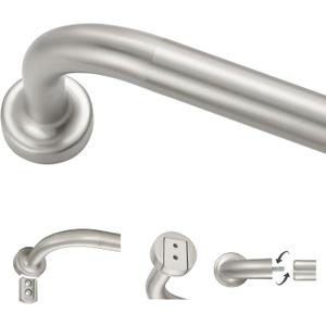 Brushed Nickel 28-48" Wrap Around Curtain Rod with Aluminum Finials and Brackets, 1 Inch Diameter, 50 lb Weight Capacity, Blackout, Adjustable, Wall Mounted
