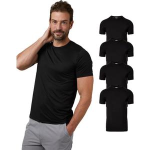 32 Degrees Mens 4 Pack Cool Crewneck T-Shirt | Anti-Odor | Quick Drying | 4-Way Stretch (XX-Large, Black)