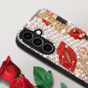 Erolagomat Bling Case for Samsung Galaxy S25,Shiny Luxury Designer Phone Case with Glitter Sparkle Diamond Crystal Rhinestone Lips Lipstick Pearl Flowers High HeelsSoft Bumper Cover for Women Girl