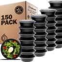 Freshware Meal Prep Containers with lids [150 Pack] Food Storage Containers, Bento Box, BPA-Free, Stackable, Microwave, Dishwasher, Freezer Safe, 32 Oz, Black
