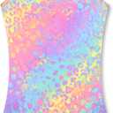 LUOUSE Girls Sparkle Swimsuits Quick Dry Crossback One Piece Beach Swimwear Bathing Suit with Adjustable Strap (5-6 Years, 03 Sparkle Rainbow Leopard)