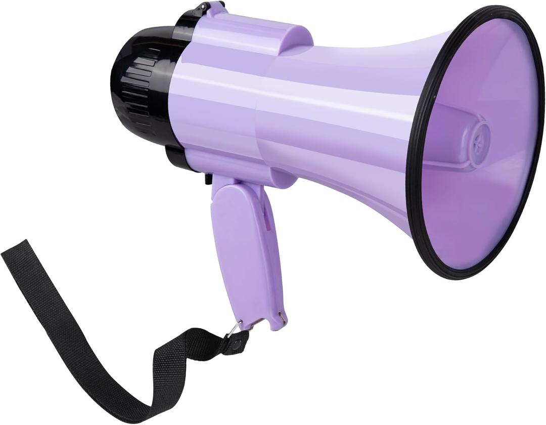 30 Watt Power Portable Megaphone Bullhorn Speaker Voice, Siren/Alarm and 240S Recording with Volume Control and Strap (Purple)