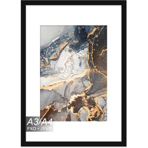 A3 Frame, Display Picture A4 with Mat or A3 Without Mat, Light Weight and High Transparent Poster 11.7 x 16.5 Frame for Wall - 1 Pack/Black