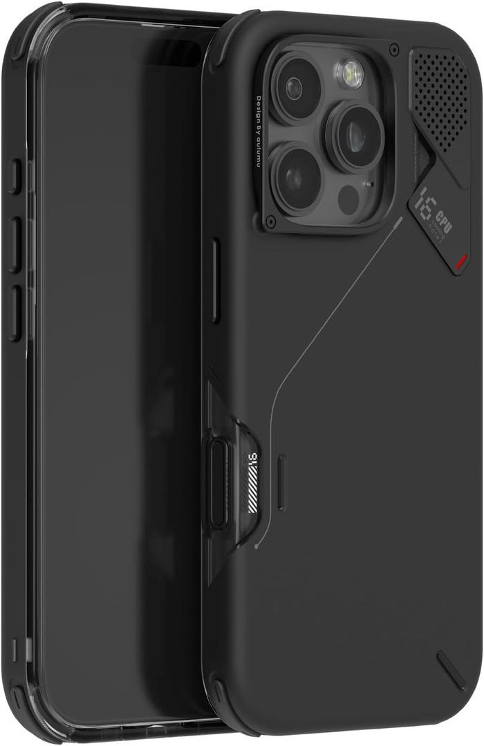Aulumu A16 Shockproof iPhone 16 Pro Case | Updated Camera Control | Real Cooling | Aluminum Alloy Camera Frame | Multi-Layer Composite Protection - Black