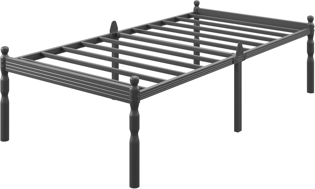 18 Inch Twin XL Bed Frame, Heavy Duty Metal Platform with Integrated Anti-Slip Design to Prevent Mattress Sliding, with Storage Space, No Box Spring Needed, Easy Assembly